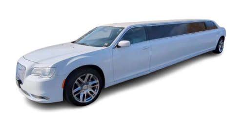 Finest Transportation white Chrysler 300 stretch limousine for luxury and wedding travel in Charlotte, NC