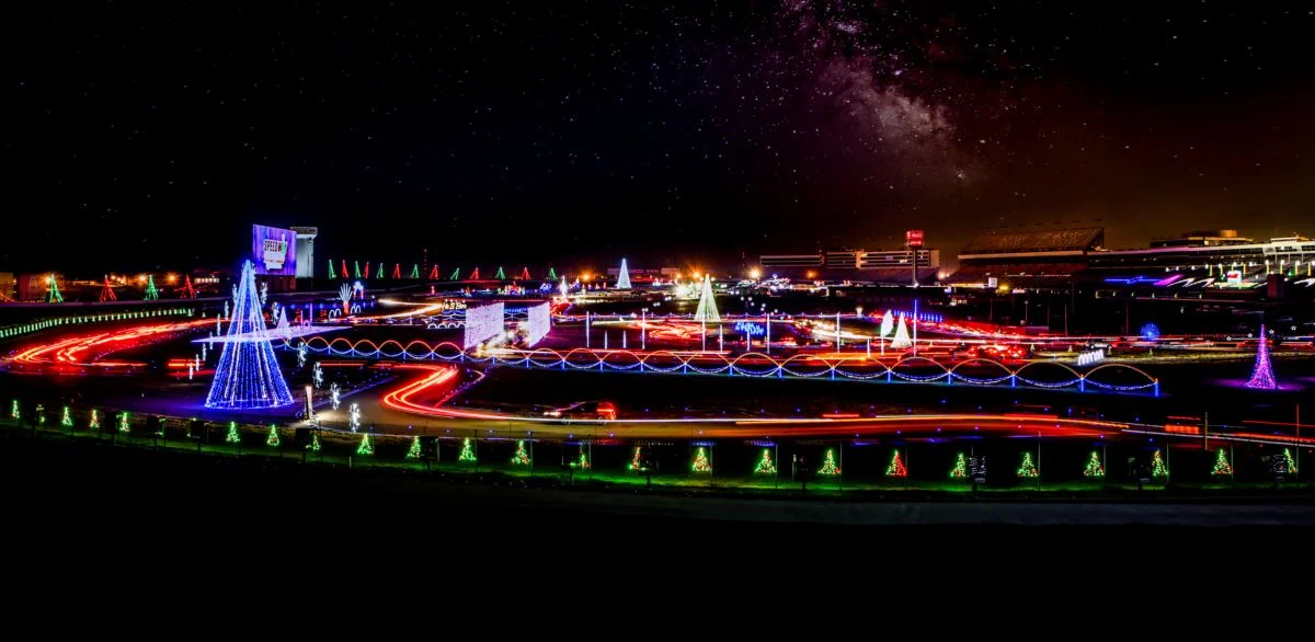 Speedway Christmas lights at Charlotte Motor Speedway in Concord NC